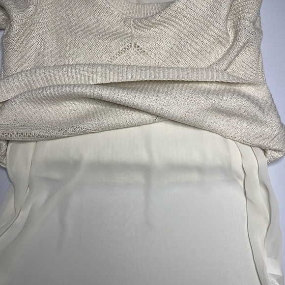 Lucky Brand holiday cream gold metallic crew neck knit sweater Size large - Picture 12 of 12